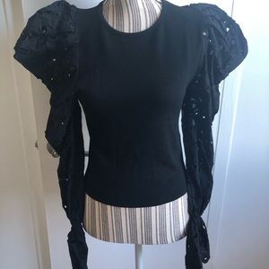 Zara Knit Top With Puffy Sleeves